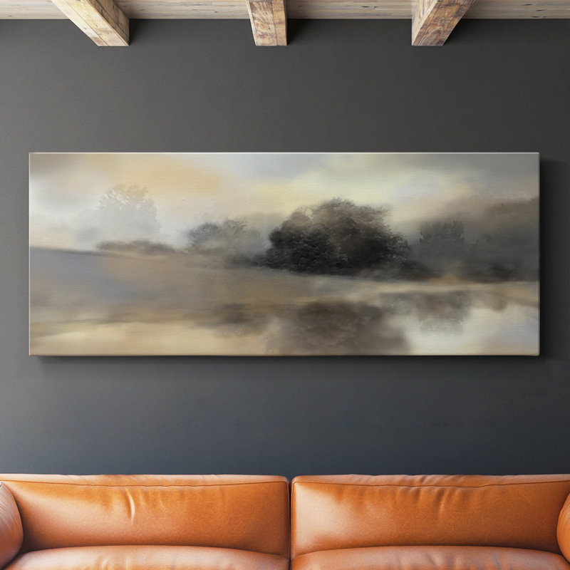 Misty Pond - Toile tendue avec châssis - Prêt à accrocher, H 16 po x l 40 po