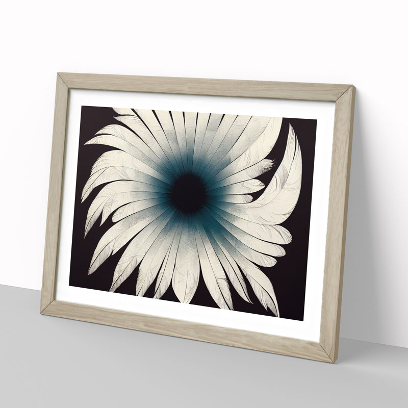 Futuristic Bird Feathers - Single Picture Frame Painting, 34cm H x 46cm W x 2cm D, Oak