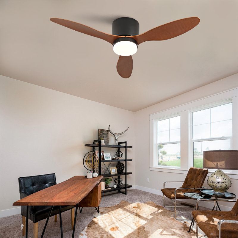 Ventilateurs de plafond avec lumières, plafonnier encastré, ventilateur à 3 pales avec lumière et télécommande, moteur à courant continu réversible à 6 vitesses, silencieux, pour la chambre à coucher, intérieur / extérieur