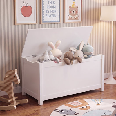 Kids Toy Chest with Safety Hinge, Wooden Toy Storage Chest for Boys Girls, Large Capacity Toy Box Organizer, Bench Storage Cabinet for Playroom, Bedroom, Nursery