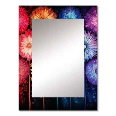 Colorful floral fireworks - Abstract Collages Wall Mirror, Modern Decorative Mirror, Printed Metal Art