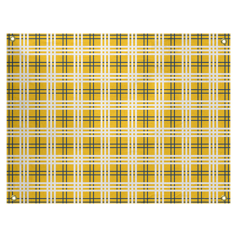 Tapisserie de luxe en polyester Los Angeles, H 26 po x l 36 po, Or / bleu marine / blanc