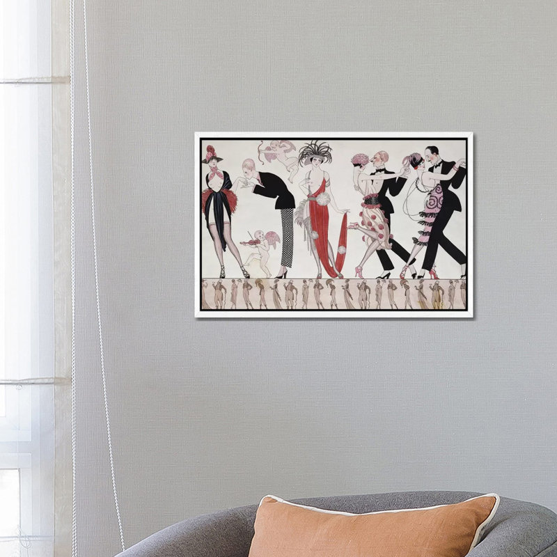 The Tango by George Barbier - Print on Canvas, White Floater Framed, 45.72 cm H x 66.04 cm W x 4.445 cm D