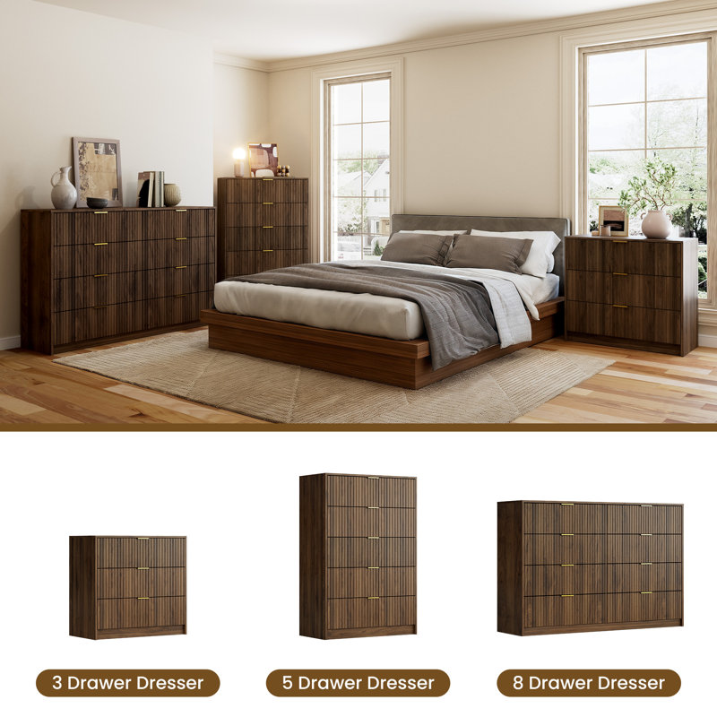 55" W 8 - Drawer Dresser, Dark Brown