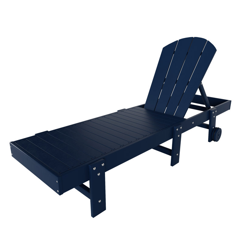 Laguna 77.6" Long Outdoor All-Weather Poly Reclining Single Chaise, Navy Blue