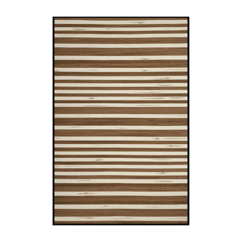 Washable Oak White Striped Area Rug, Runner 2' x 5'