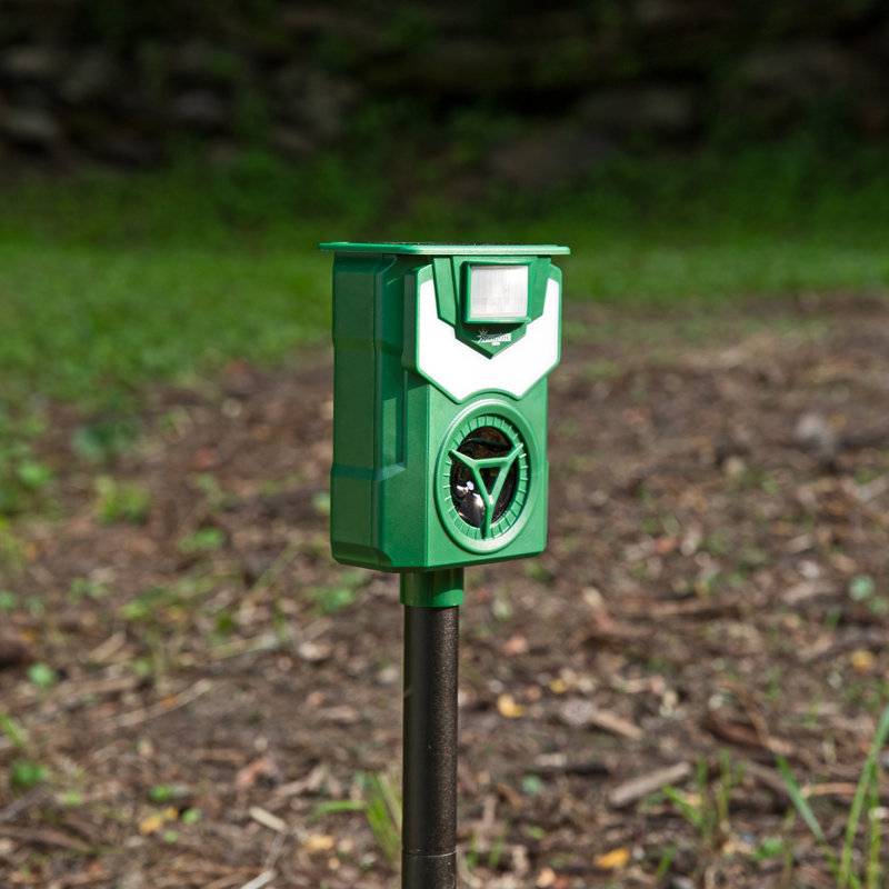 Solar Ultrasonic Animal Repeller with Flame Light and Pole