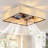 16.6" Square Fabric Farmhouse Flush Mount Ceiling Fan ,Reversible Motor, DC Remote Control,7 PCS PC Blades,6 Speed Ceiling Fan,Timing, for Bedroom Kitchen Living Room--NOT Included Bulbs
