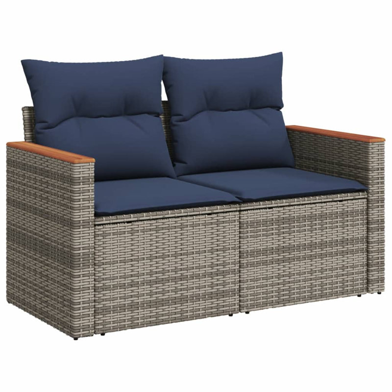 Ensemble de canapé de patio 7 pièces avec coussins en rotin de polyester gris