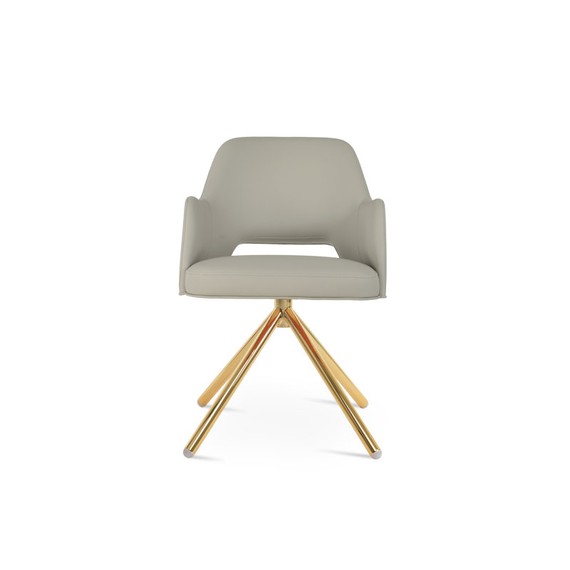 Fauteuil pivotant Marash Stick, Doré, Gris clair