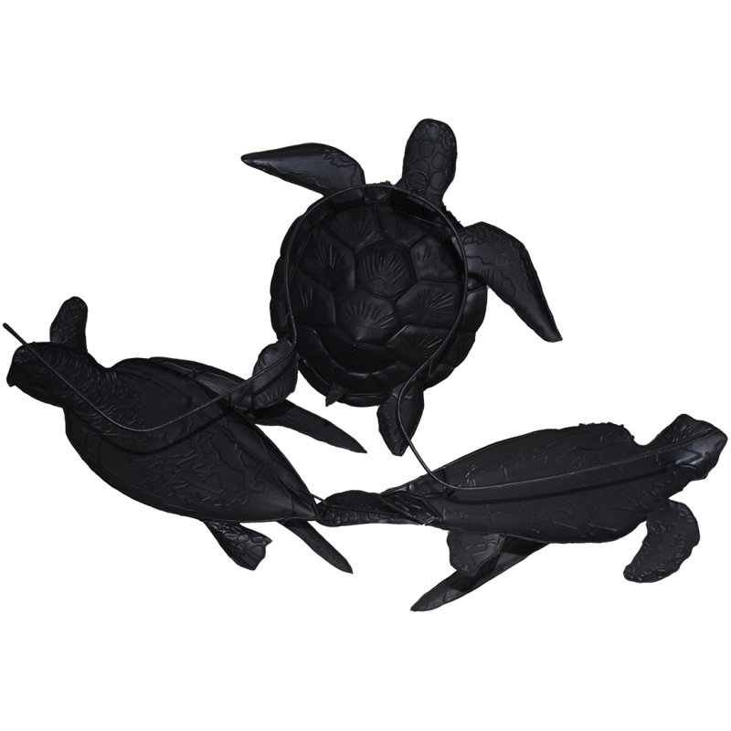 Metal & Capiz Beach Turtle Trio Wall Art 20x30x3"   