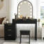 Ensemble de coiffeuse, table de coiffeuse avec miroir éclairé et 6 tiroirs, ensemble de coiffeuse avec miroir, ensemble de coiffeuse, tabouret inclus, pour la chambre à coucher-712114045