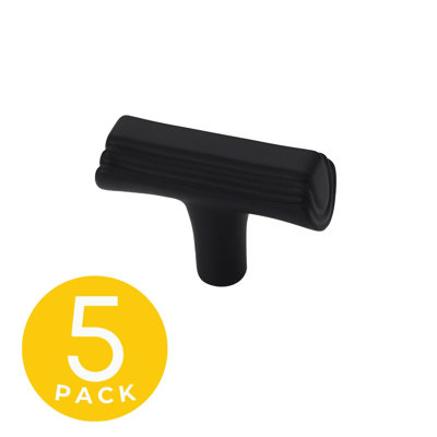 Eclipse Series 1 in. Modern Black Cabinet Knob (5 pack)