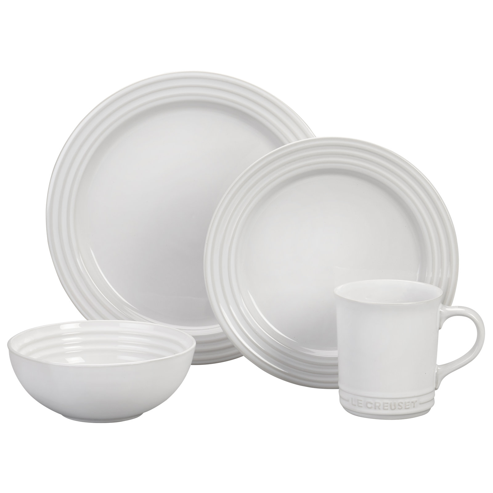 Stoneware Dinnerware Set - Service for 4, White