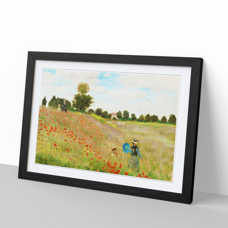 Poppy Field Vol.2 by Claude Monet - Picture Frame Painting, 48cm H x 65cm W x 2cm D, Black Framed