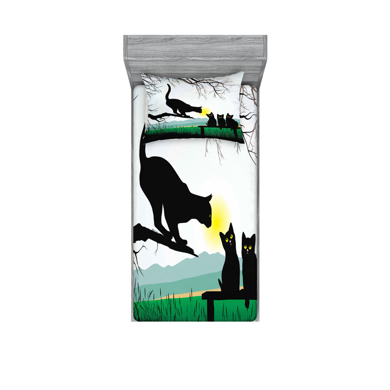 Multicolore drap-housse et coussin décoratif Ambesonne, Ensemble de draps pour lit simple TG + 5 articles 