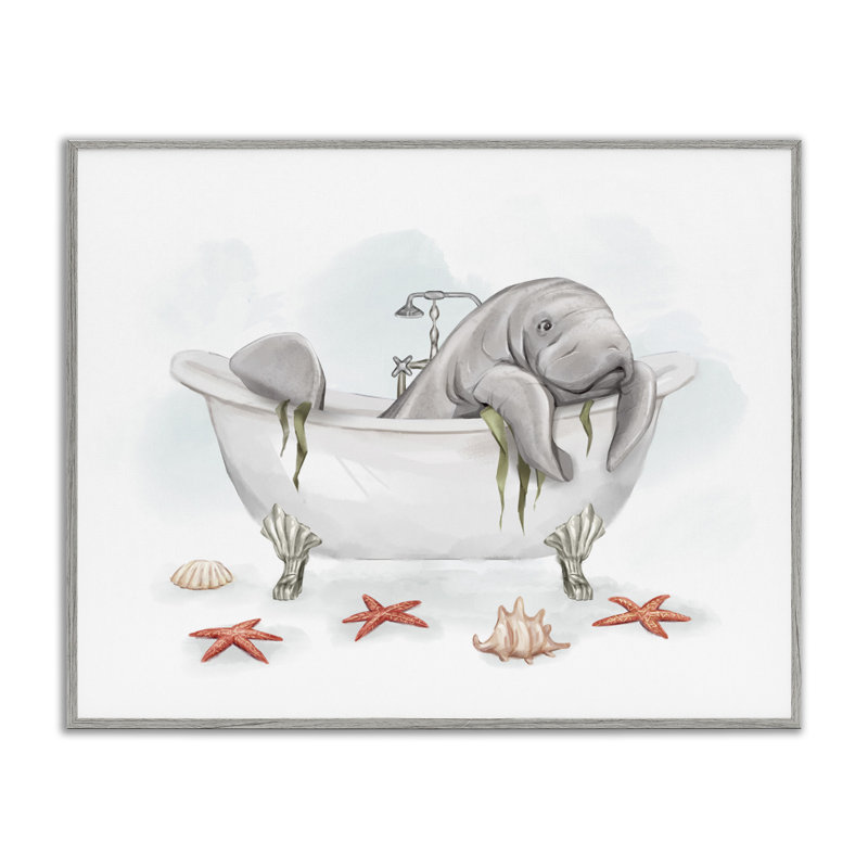 «Lamantin», art de la giclée encadrée par Ziwei Li, H 24 po x l 30 po x P 1,5 po, Estampe numérique Farmhouse