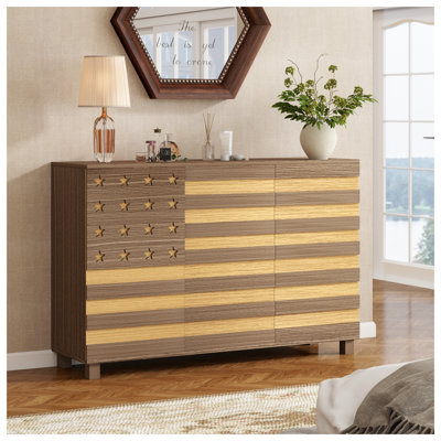 Buffet de 55 po sculpté à la main avec tablettes réglables et rangement polyvalent