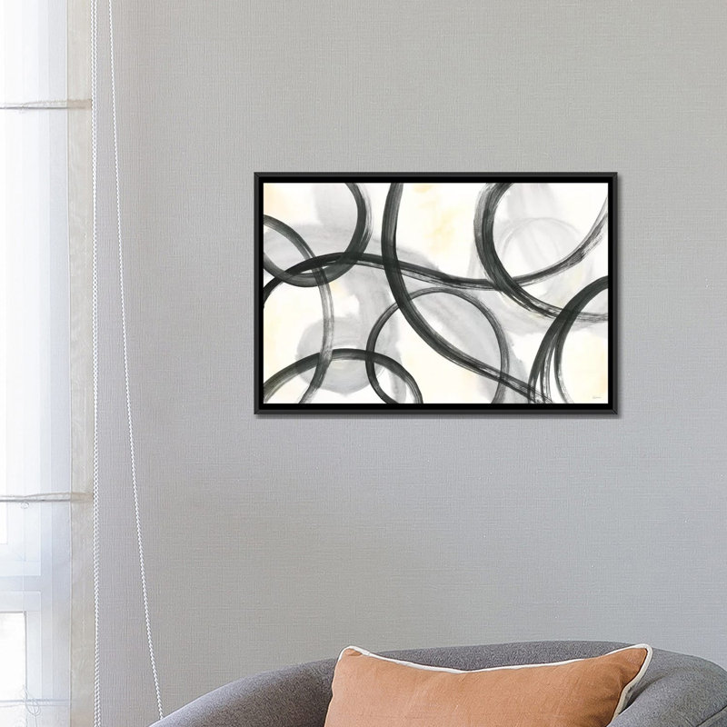 « junctions », reproduction sur toile tendue, H 18 po x l 26 po x P 1,5 po, Toile avec cadre noir, Pas de tapis