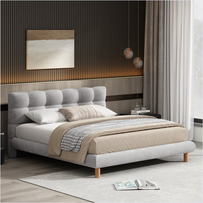 Upholstered Platform Bed Frame With Cookie-Shaped Headboard by Latitude Run