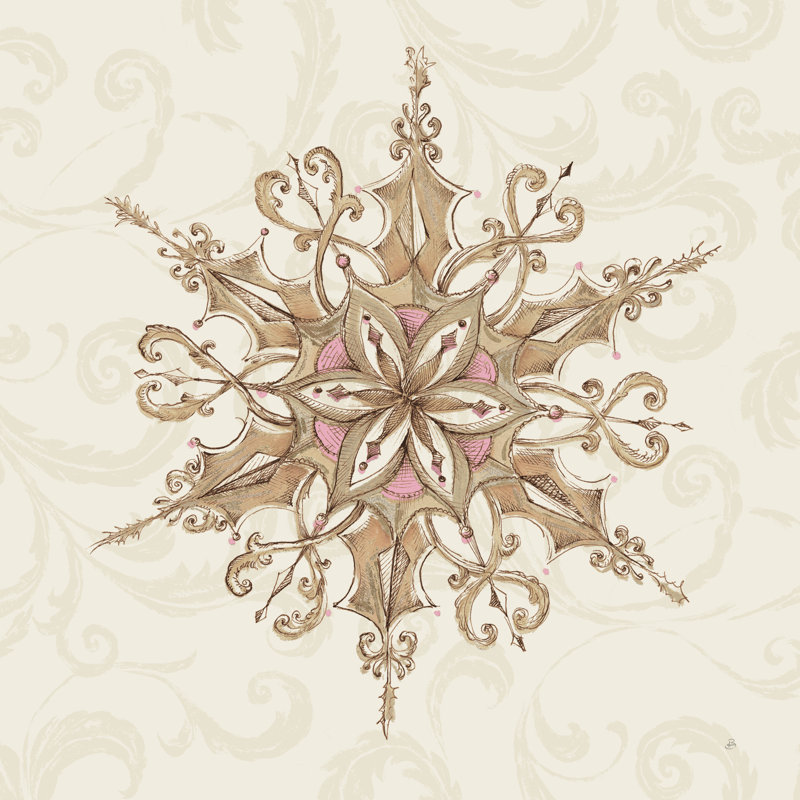 «Elegant Season Snowflake I Pink» par Daphne Brissonnet - impression sur toile tendue, H 12 po x l 12 po, Toile tendue, Non