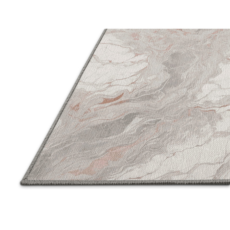 Machine Washable Gray Area Rug, Rectangle 6' x 9'