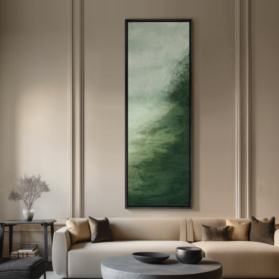 Large Framed Canvas Wall Art - Minimalist Abstract Emermaild Green Prints - 60"x20"