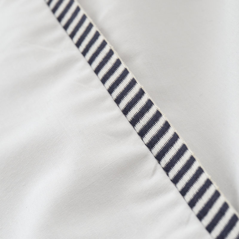 Contrast Trim 200 Thread Count Cotton Duvet Cover Set, Single, White / Black