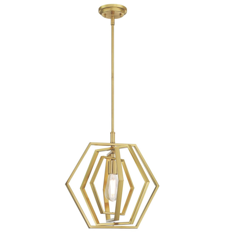 Luminaire suspendu géométrique simple à 1 lumière, Laiton champagne