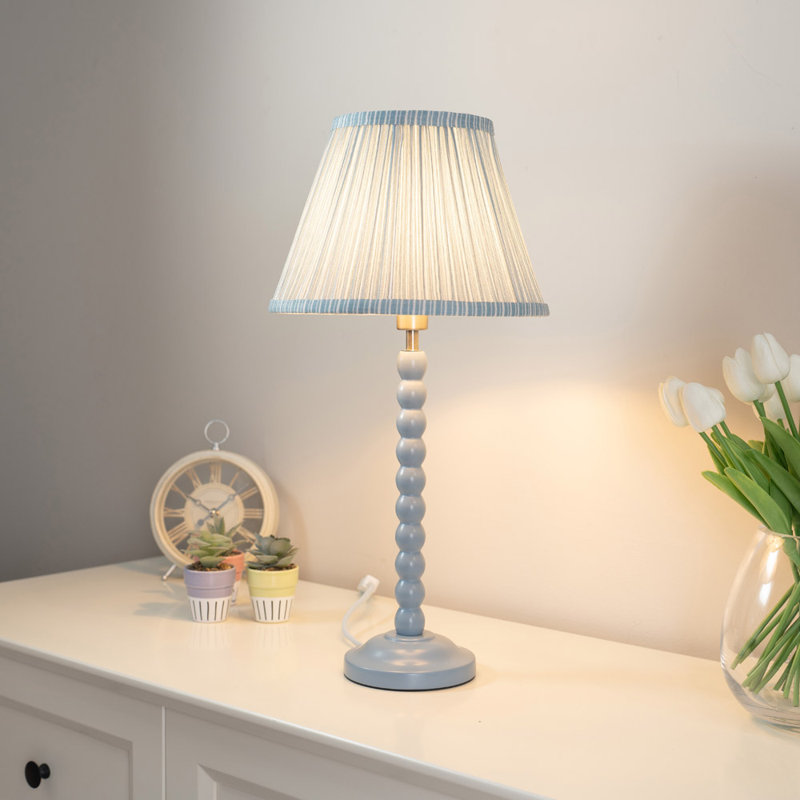 Fleuriel Wood Table Lamp, Blue