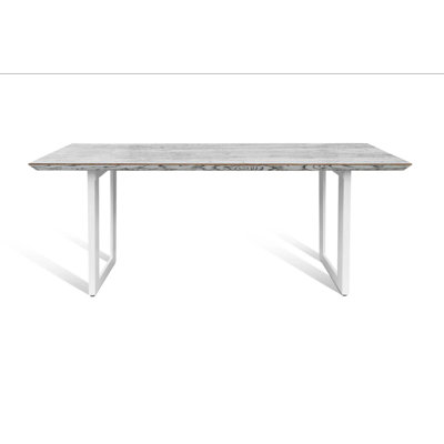 Zearing Solid Wood Top Metal Base Dining Table