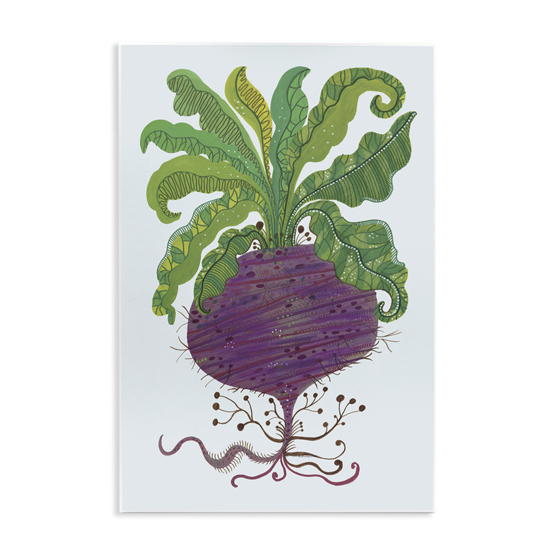 Plaque murale stylisée de légumes de betterave rouge, design par Kay Widdowson, H 15 po x l 10 po