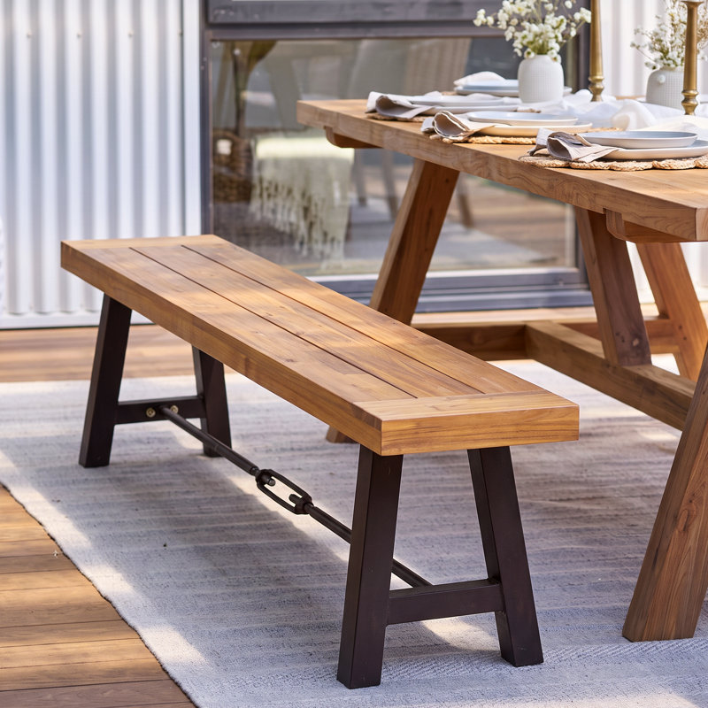 Testwuide Iron Outdoor Bench, Natural