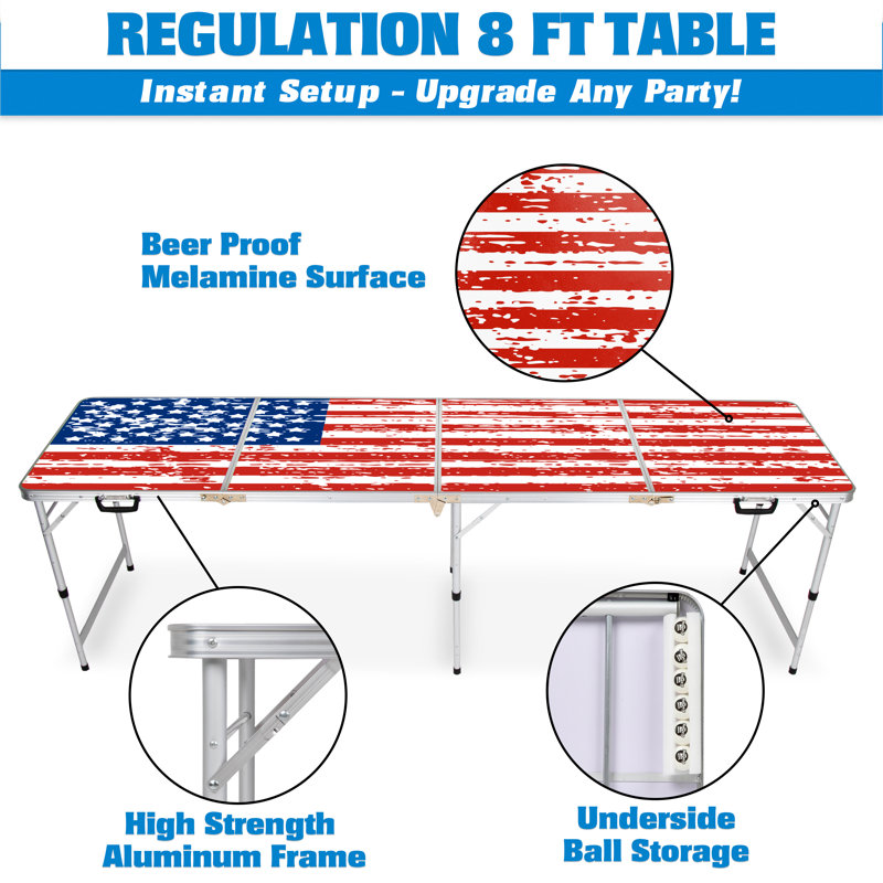 American Flag Folding Outdoor Beer Pong Table