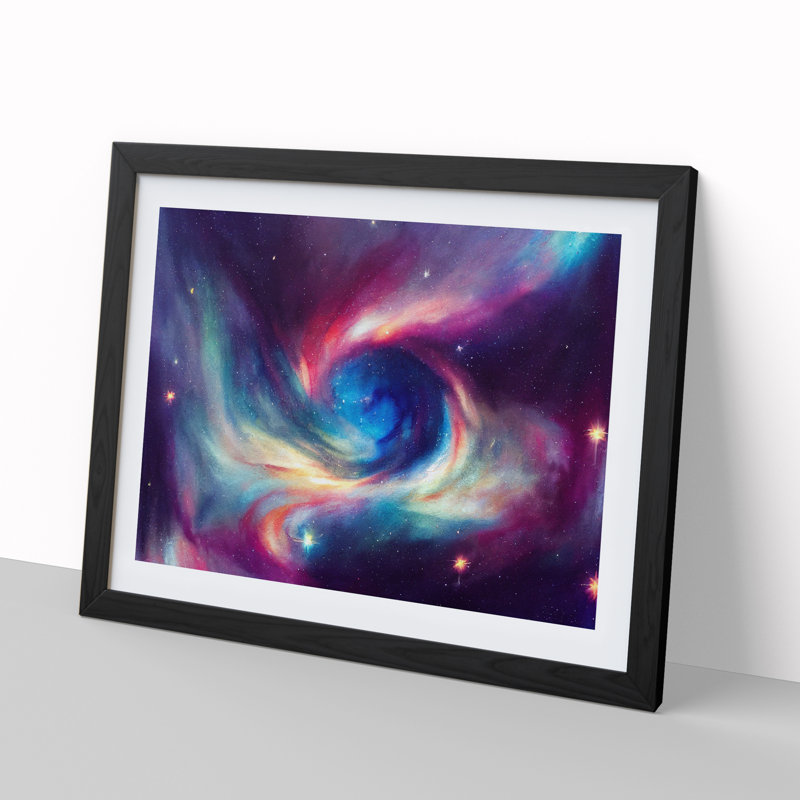 Neon Galaxy Vol.2 1 Piece Single Picture Frame Wall Art, 25cm H x 34cm W, Black