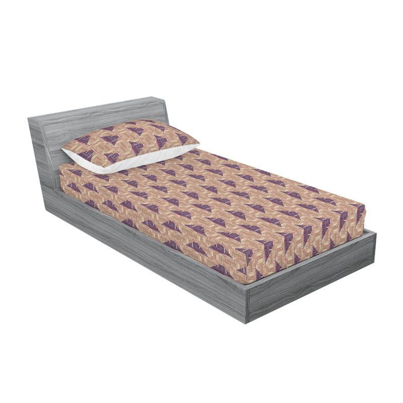 Drap-housse et taies décoratives 3 pièces Ambesonne, Ensemble de draps pour lit simple avec 1 taie d'or