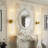 Extra Large 21.5" Modern Cordless Wall Sconce - Rechargeable LED Wallchiere with Bubble Crystal Glass Shade & Remote, Brushed Gold-1366373891