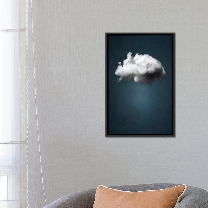 «Waiting Magritte» par The Usual Designers - impression sur toile tendue, H 26 po x l 18 po x P 1,5 po, Toile avec cadre noir