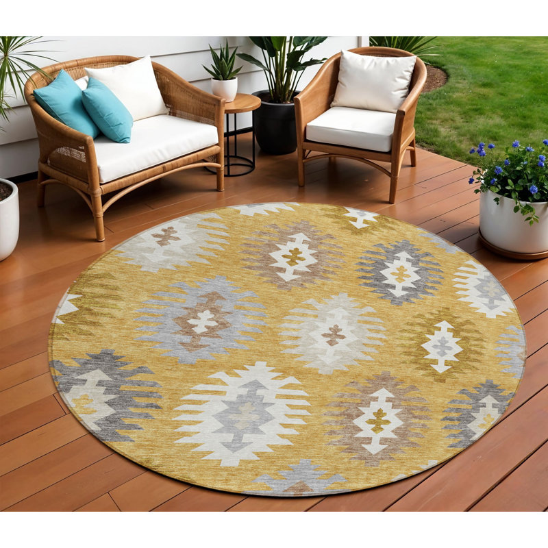 Tapis rond ivoire et taupe 8 pi