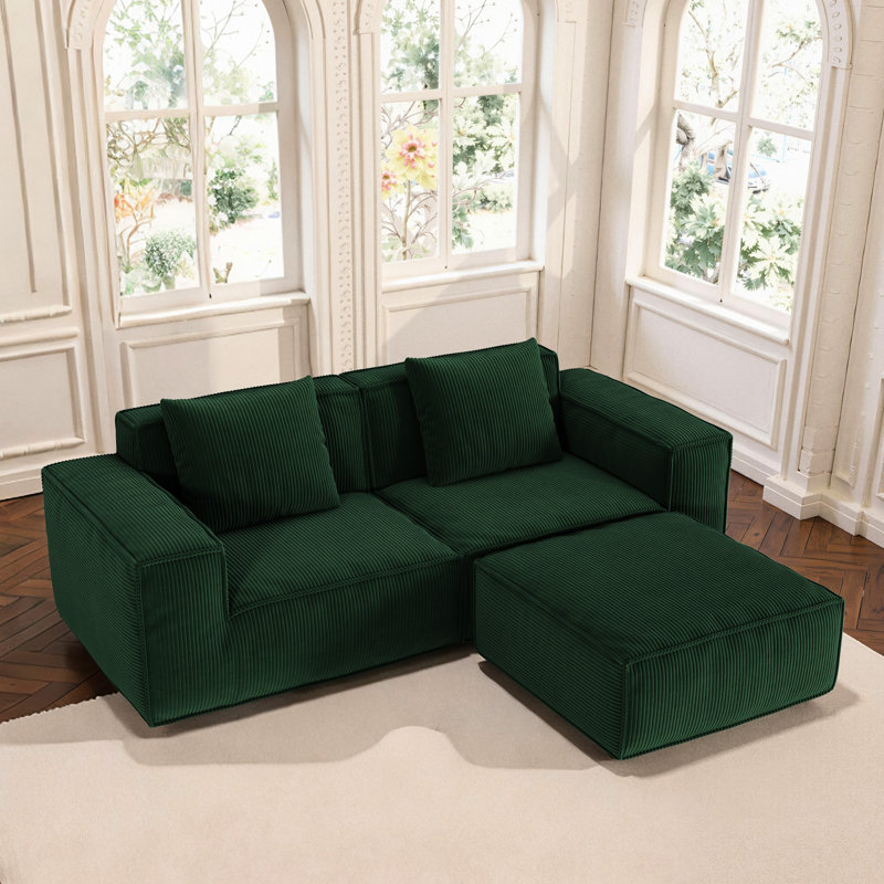 Modulaire à 3 places avec velours en velours côtelé, convertible en lit, mousse, large, convient à différents espaces Structure éponge, siège plus profond, surélevé, housse respirante de luxe