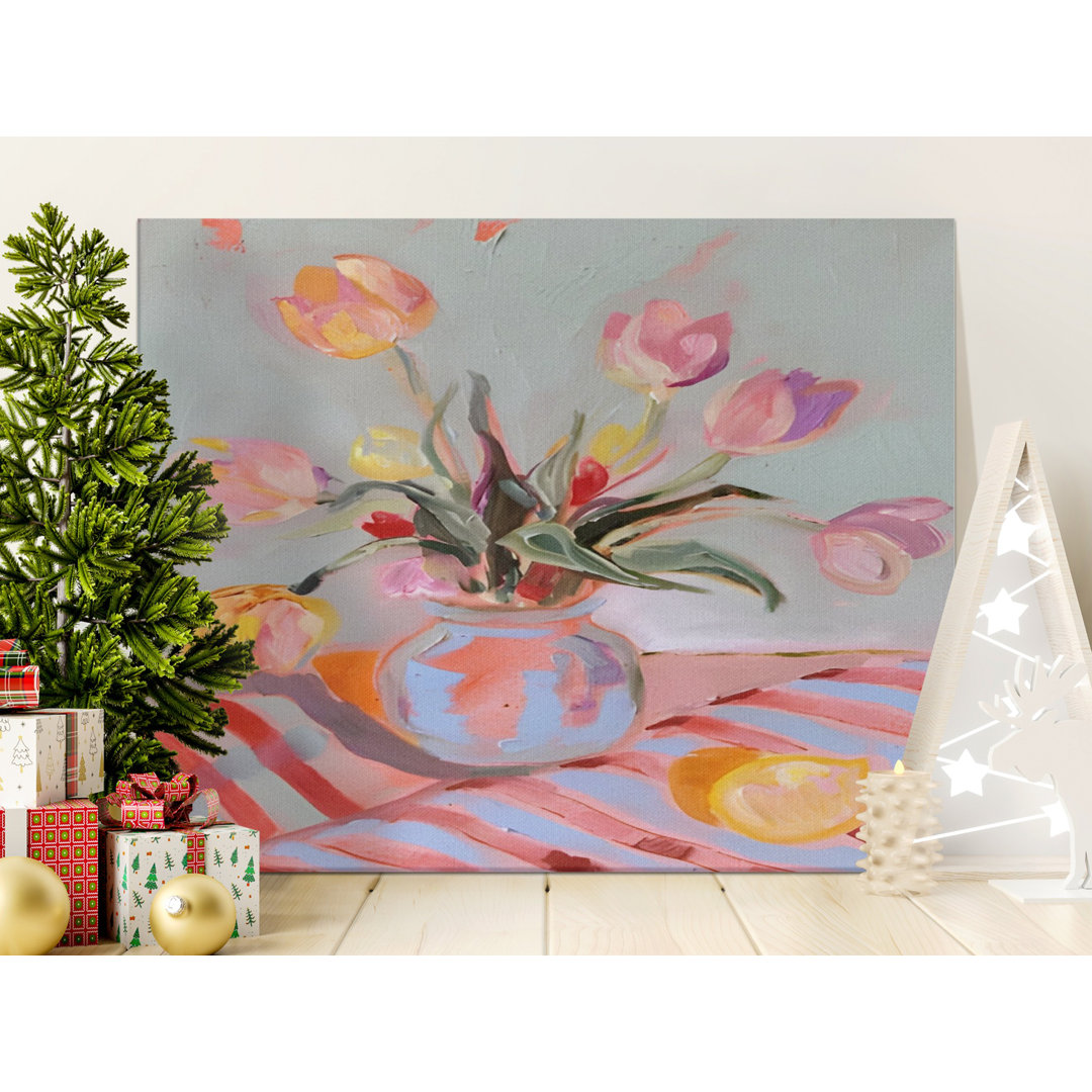 Vibrant Abstract Tulips Floral Wall Art Canvas