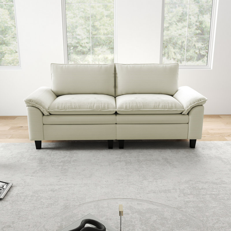 85” 2-Seater Living Room Corduroy Sofa, Beige