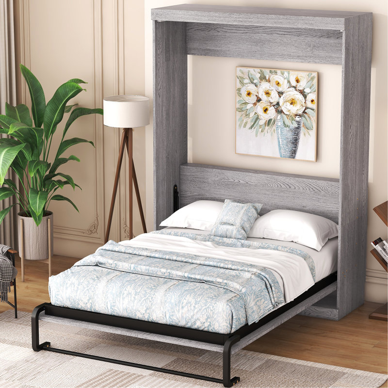 Armoire de lit pleine grandeur de couleur grise - fabrication stable et utilisation efficace de l'espace