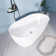 55" Acrylic Free Standing Tub Modern Oval Shape Soaking Tub Adjustable Freestanding Bathtub With Integrated Slotted Overflow And Chrome Pop-Up Drain Anti-Clogging Gloss White
