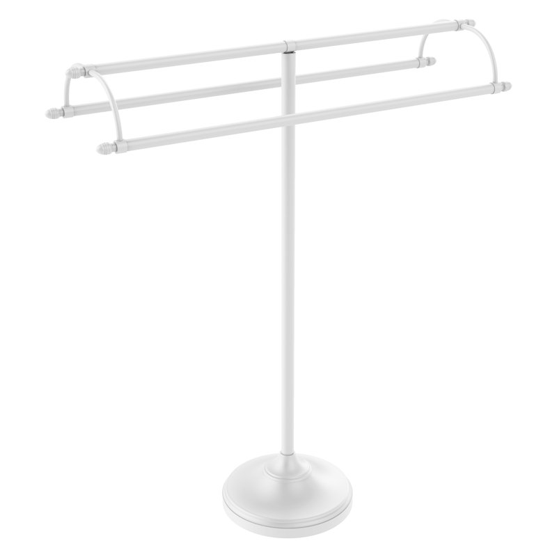 Porte-serviettes sur pied à double accoudoirs, Blanc mat