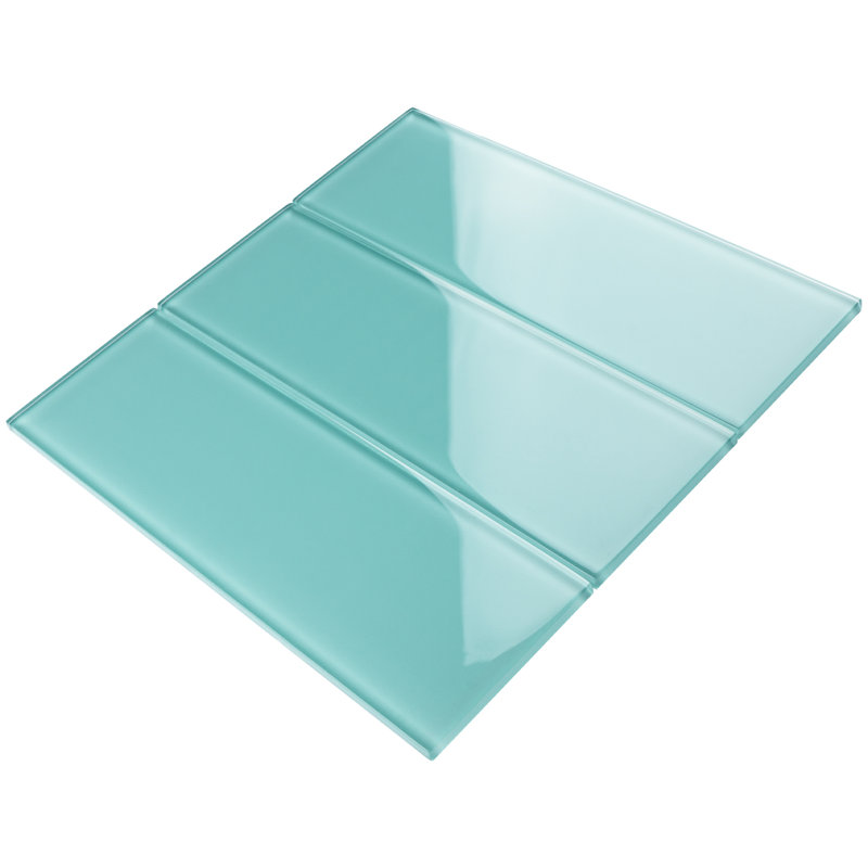 Carreau de mosaïque en verre 4 po x 12 po Supreme, Bleu vert