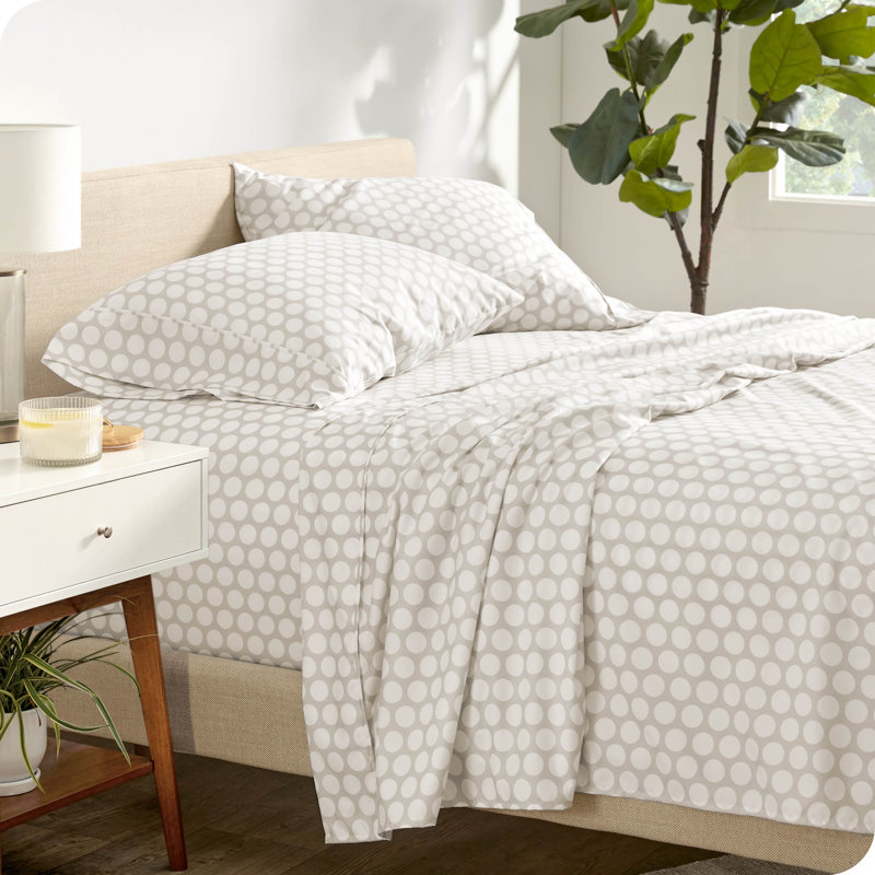 Ensemble de draps 100% coton, Pierre / blanc, Ensemble de draps pour lit simple TG + un drap-hou