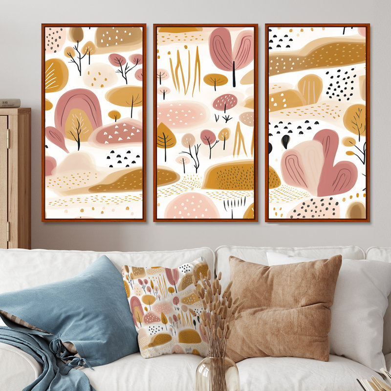 Endearing Trees and Hills - Botanicals, ensemble d'art mural, H 40 po x l 60 po x P 1 po, Cadre flottant brun