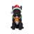 Lighted Christmas French Bulldog Statue with Santa Hat and LED Wreath, Black Resin Frenchie Figurine for Holiday Decor
