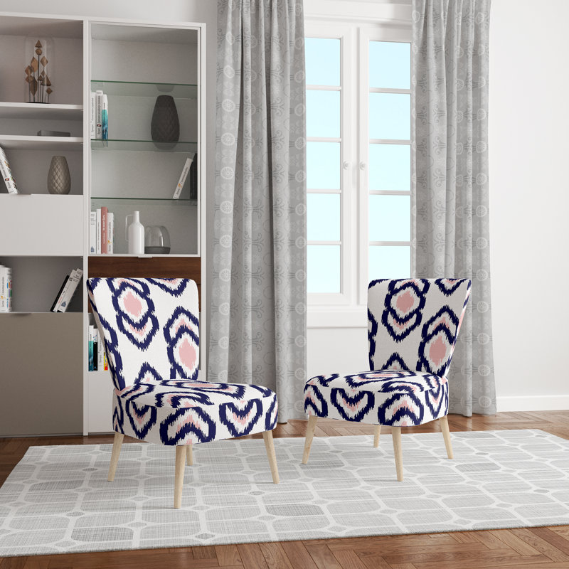 Chaise d'appoint rembourrée rose et noire Ikat Ogee